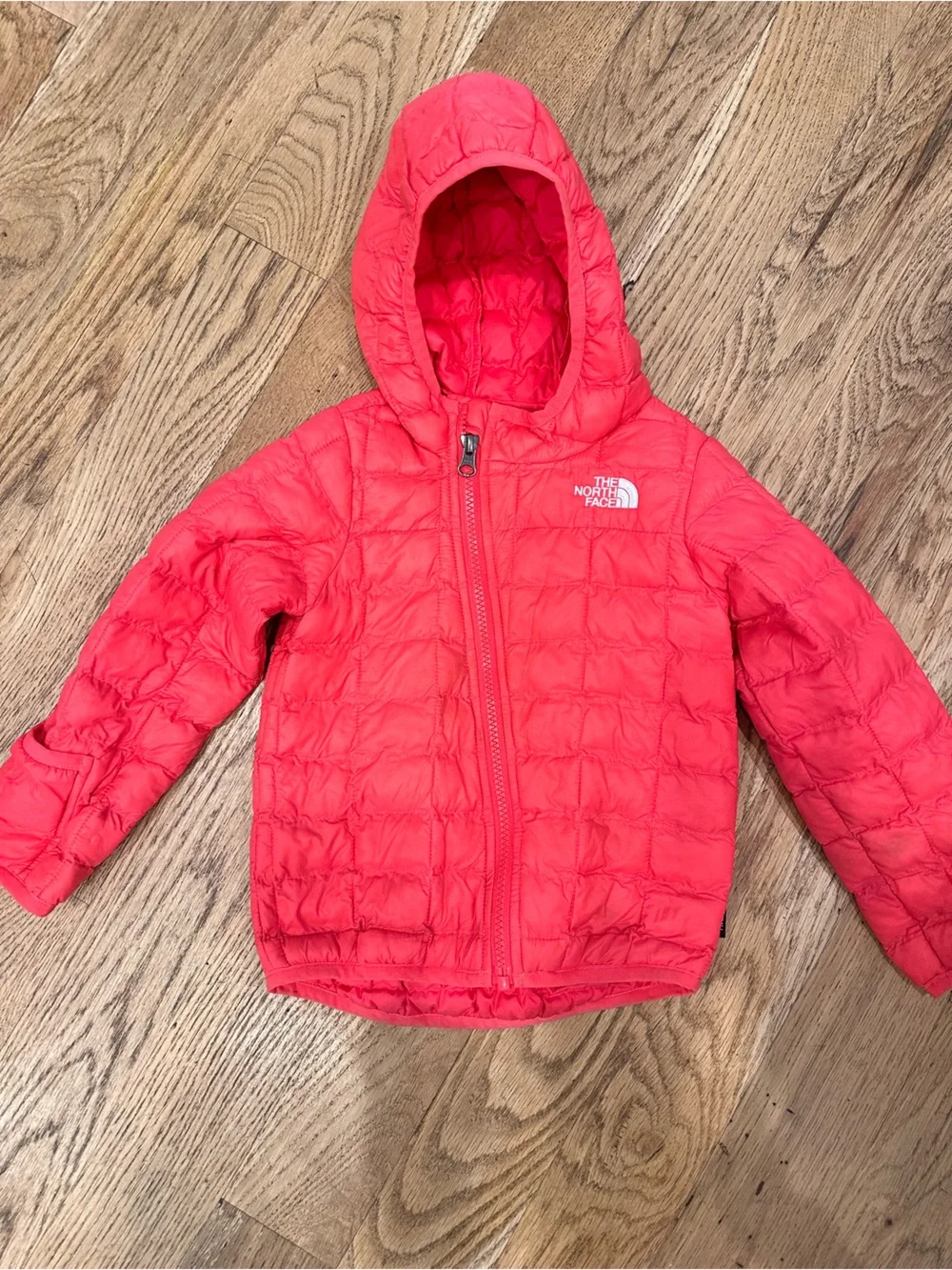 The North Face Girls' Coral Red Hooded Puffer Jacket